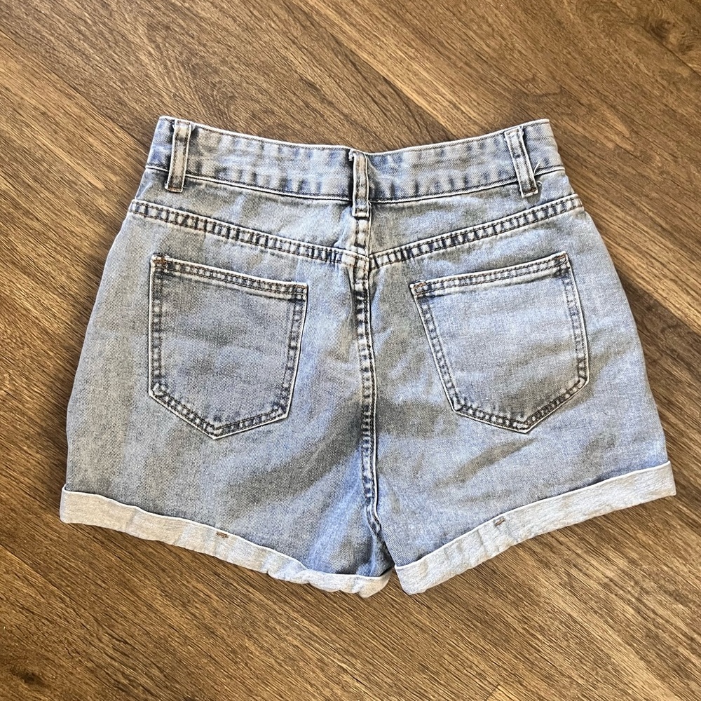 High Rise Stretch Denim Jean Shorts - Picture 2 of 5